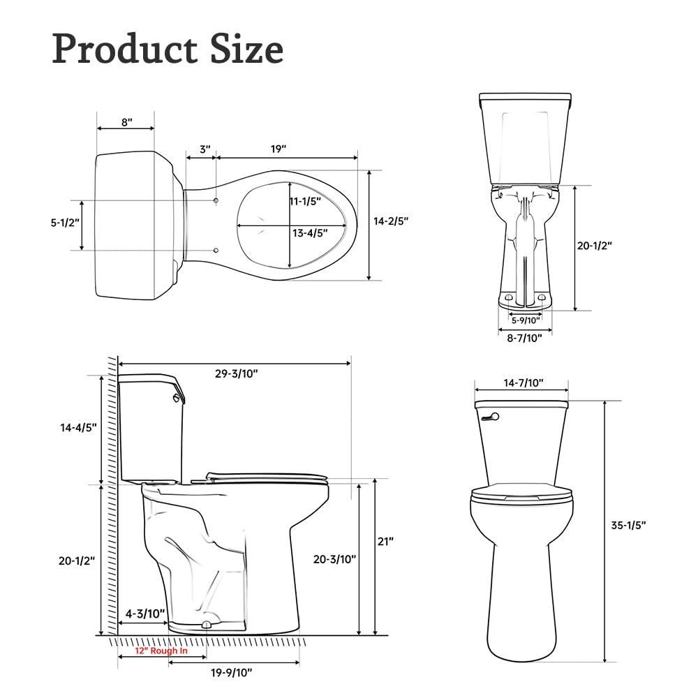 Traditional 21-inch Height Extra Tall Toilet for Bathrooms, Elongated Toilet Seat