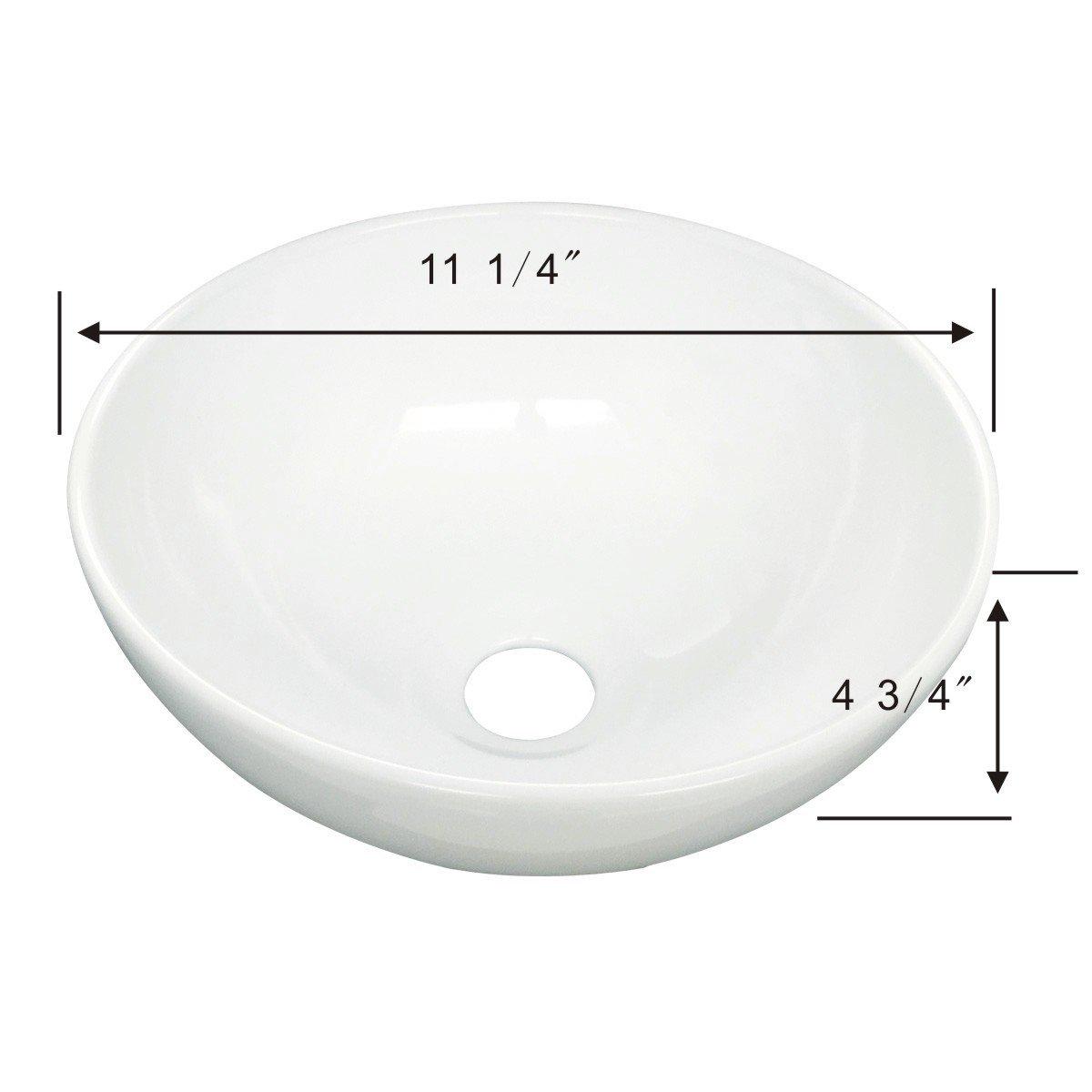 White Round Above Counter Bathroom Sink Ceramic Vanity Vessel Sink