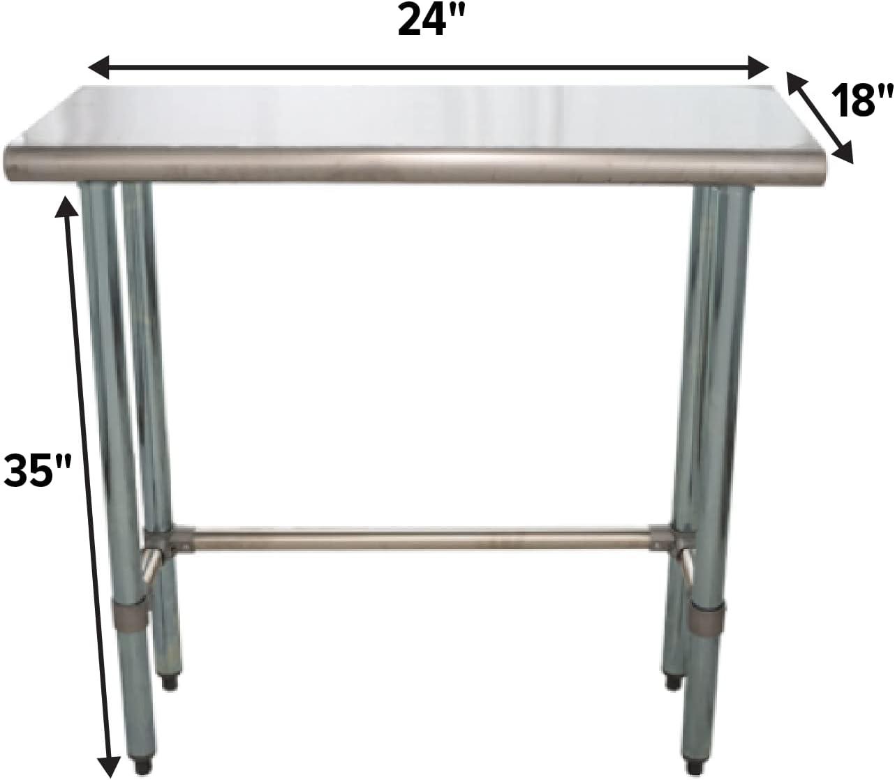 24" x 24" Stainless Steel Utility Work Table with Open Base