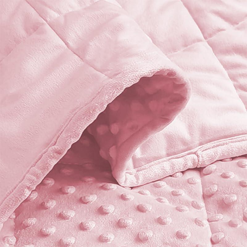 ALANSMA Weighted Blanket for All Season, Luxury Velvet, Warm and Cool, Adult Kids Reversible 15Lb Weighted Blanket, Enjoy Sleeping Anywhere(Pink,60"x80" 15lbs)