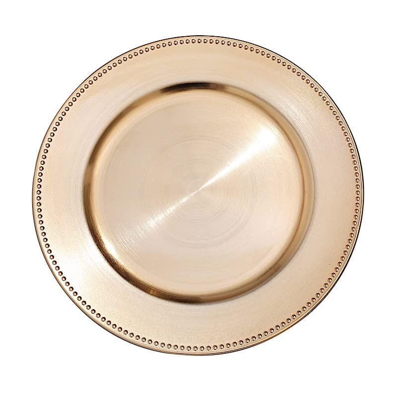 BalsaCircle 6 Gold 13" Crystal Beaded Acrylic Wooden Textured Round Charger Plates