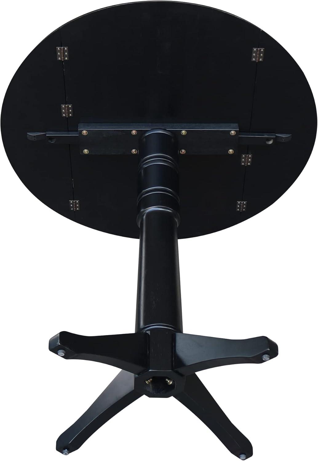 42.3" Sandon Bar Height Round Dual Drop Leaf Dining Table Black - International Concepts