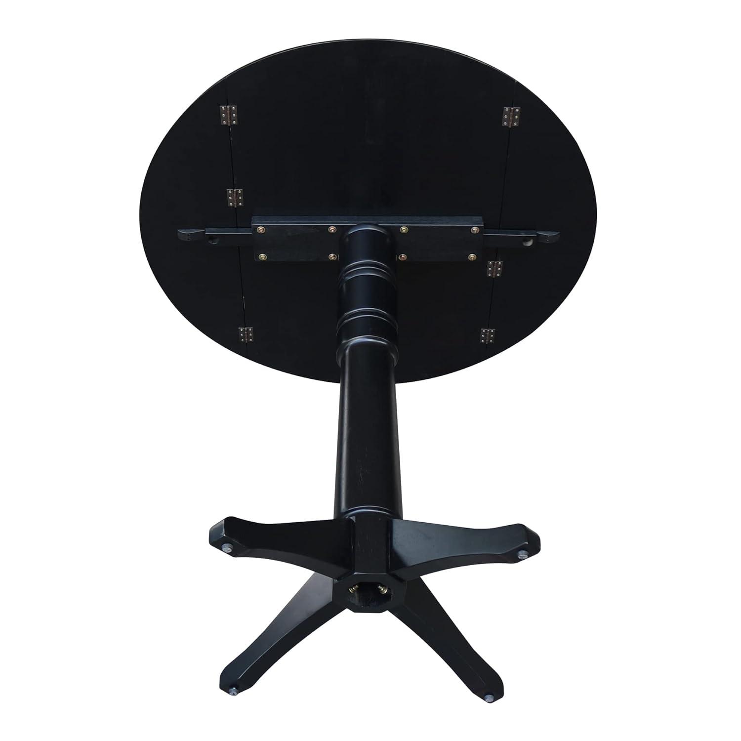 42.3" Sandon Bar Height Round Dual Drop Leaf Dining Table Black - International Concepts