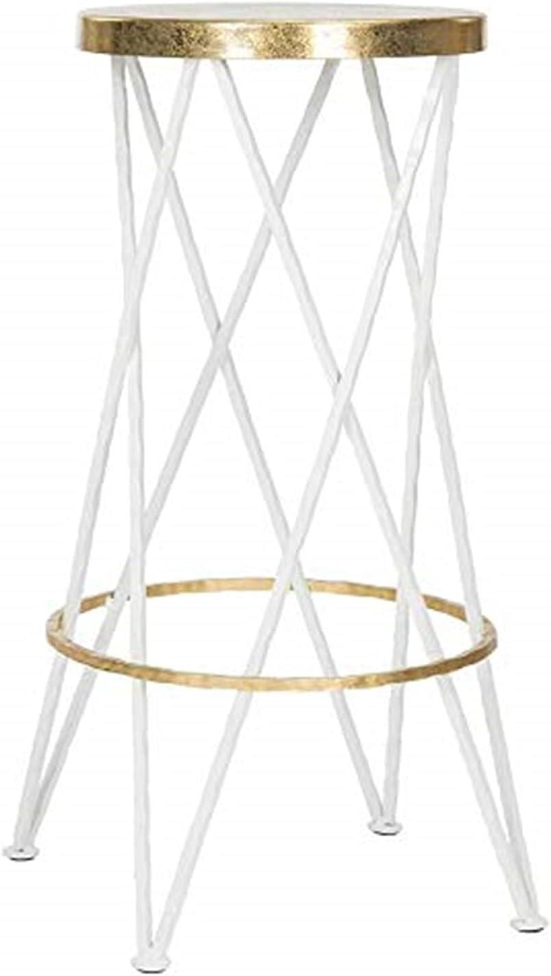 Hester Bar Stool - White/Gold - Safavieh