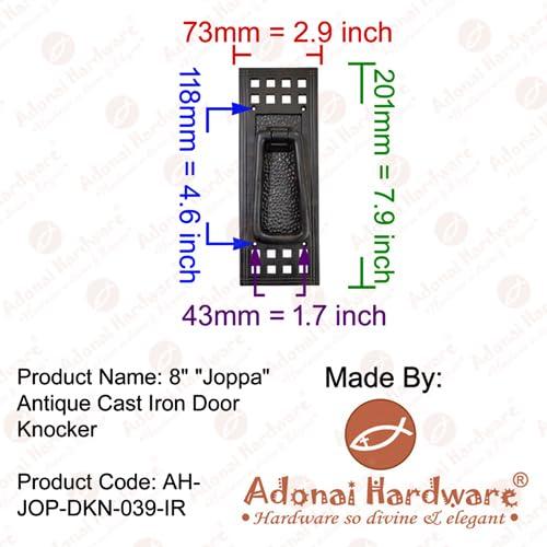 Adonai Hardware "Joppa Antique Iron Door Knocker (Black Powder Coated)