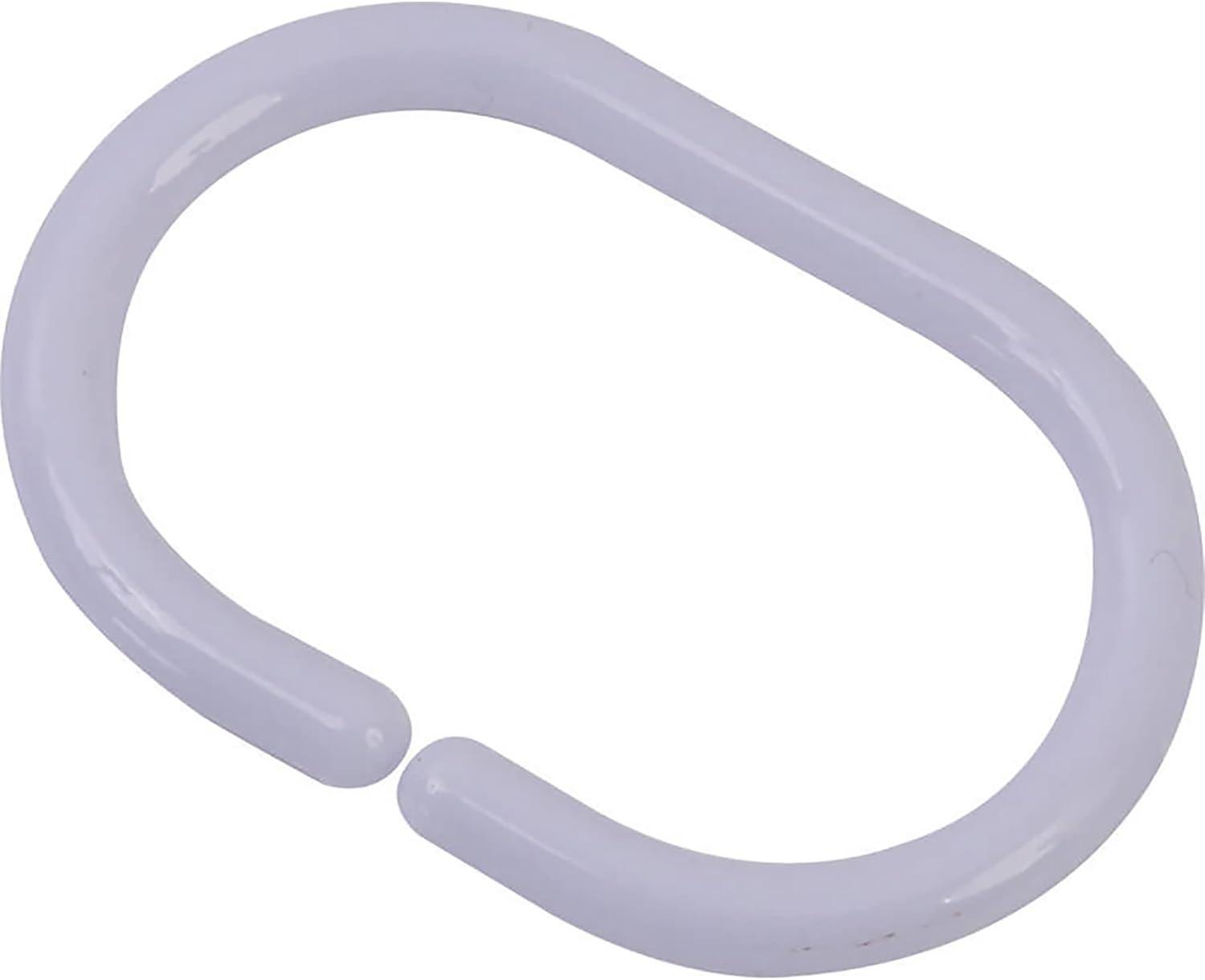 Evideco Solid Plastic Shower Curtain Hooks Rings (Set of 12)