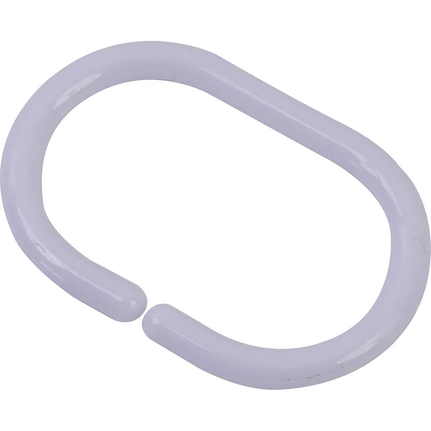 Evideco Solid Plastic Shower Curtain Hooks Rings (Set of 12)
