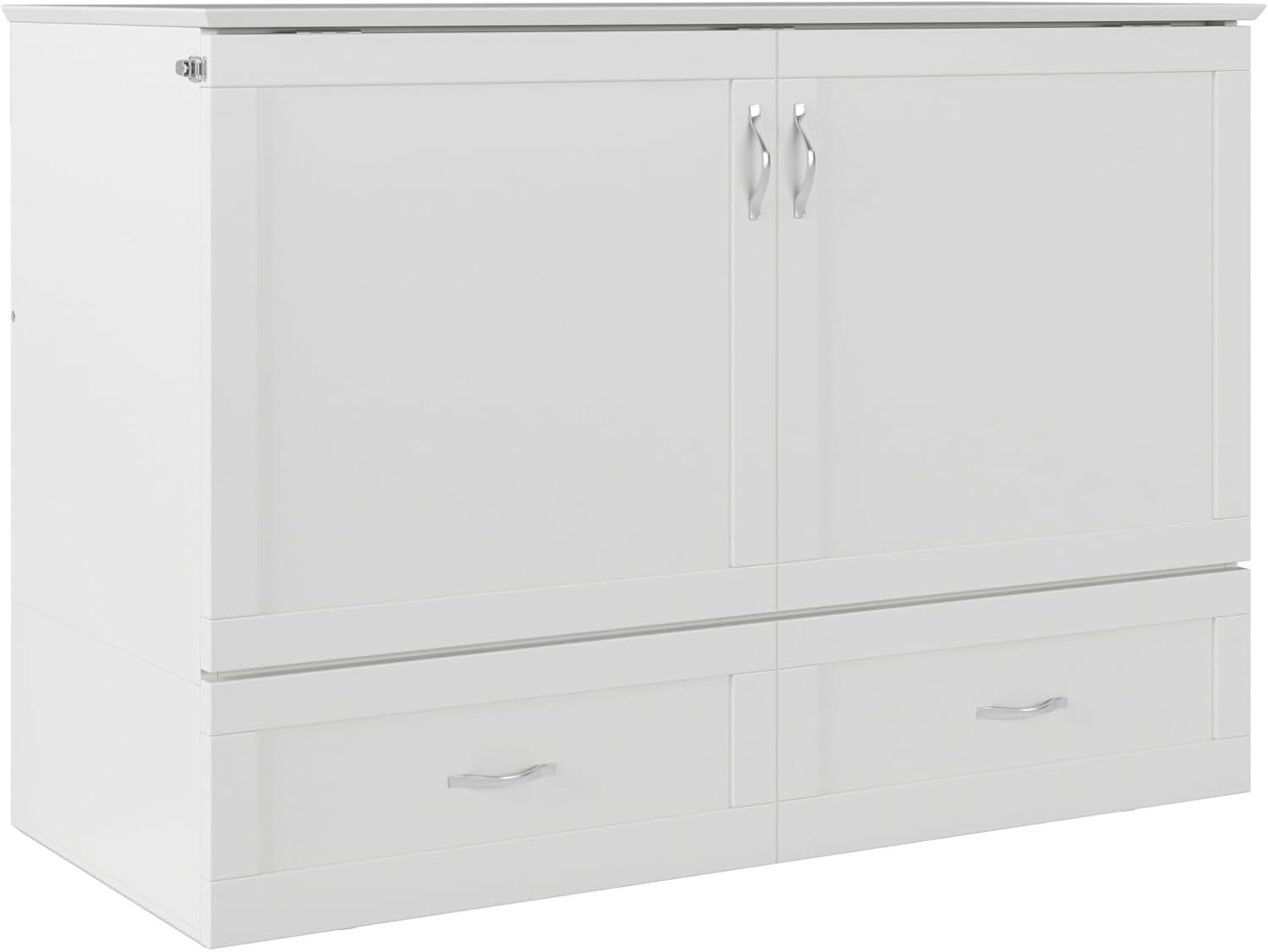 AFI Hamilton Full Solid Wood Murphy Bed Chest with Built-In Charger in White