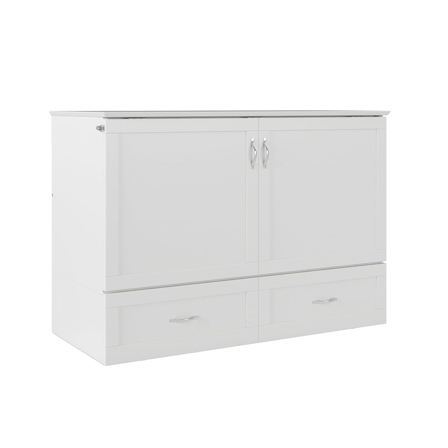 AFI Hamilton Full Solid Wood Murphy Bed Chest with Built-In Charger in White