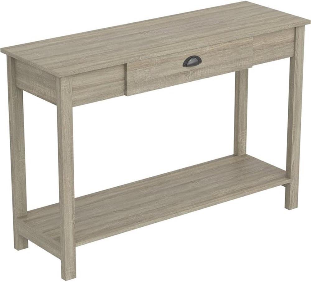 Dark Taupe 47" Wood Console Table with Drawer and Shelf