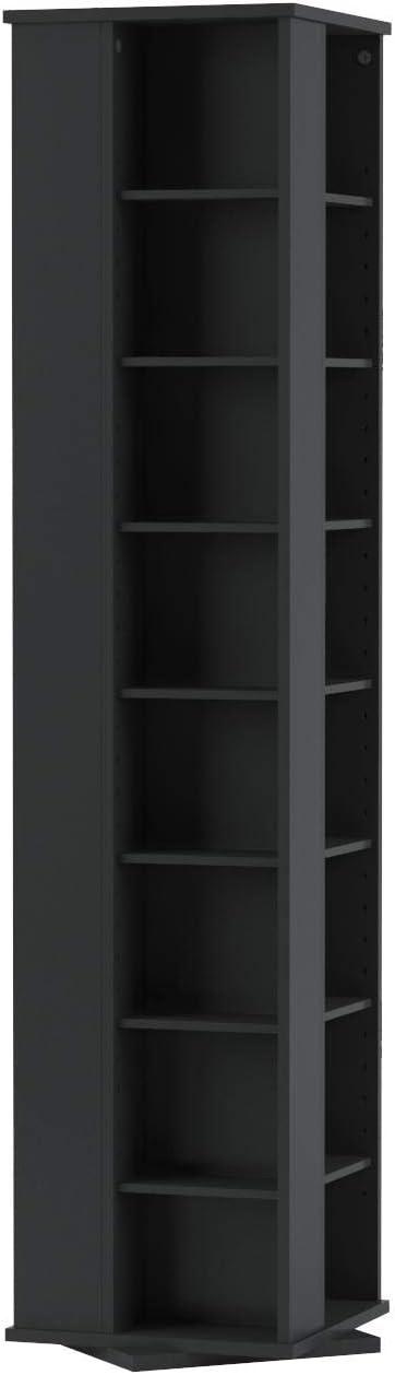 4 Sided Spinning Media Storage Black - Prepac: Holds 1040 CDs, 476 DVDs, Adjustable Shelves