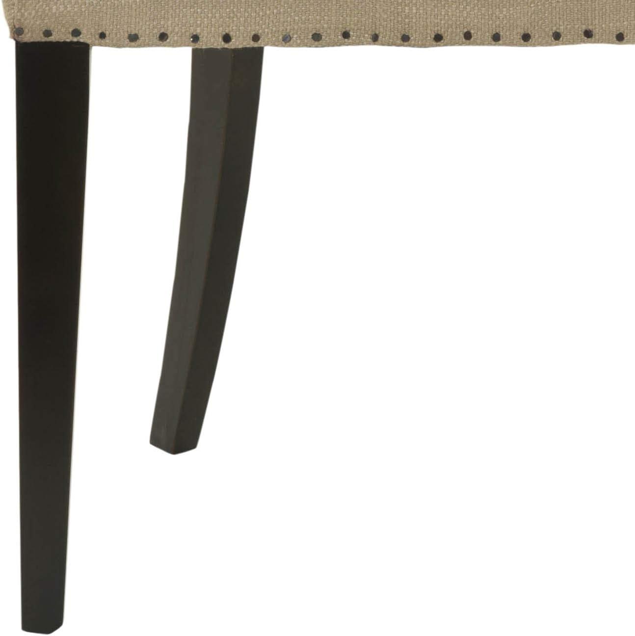 Becca 19''H Dining Chair with Silver Nail Heads - Cream/Leather - Safavieh