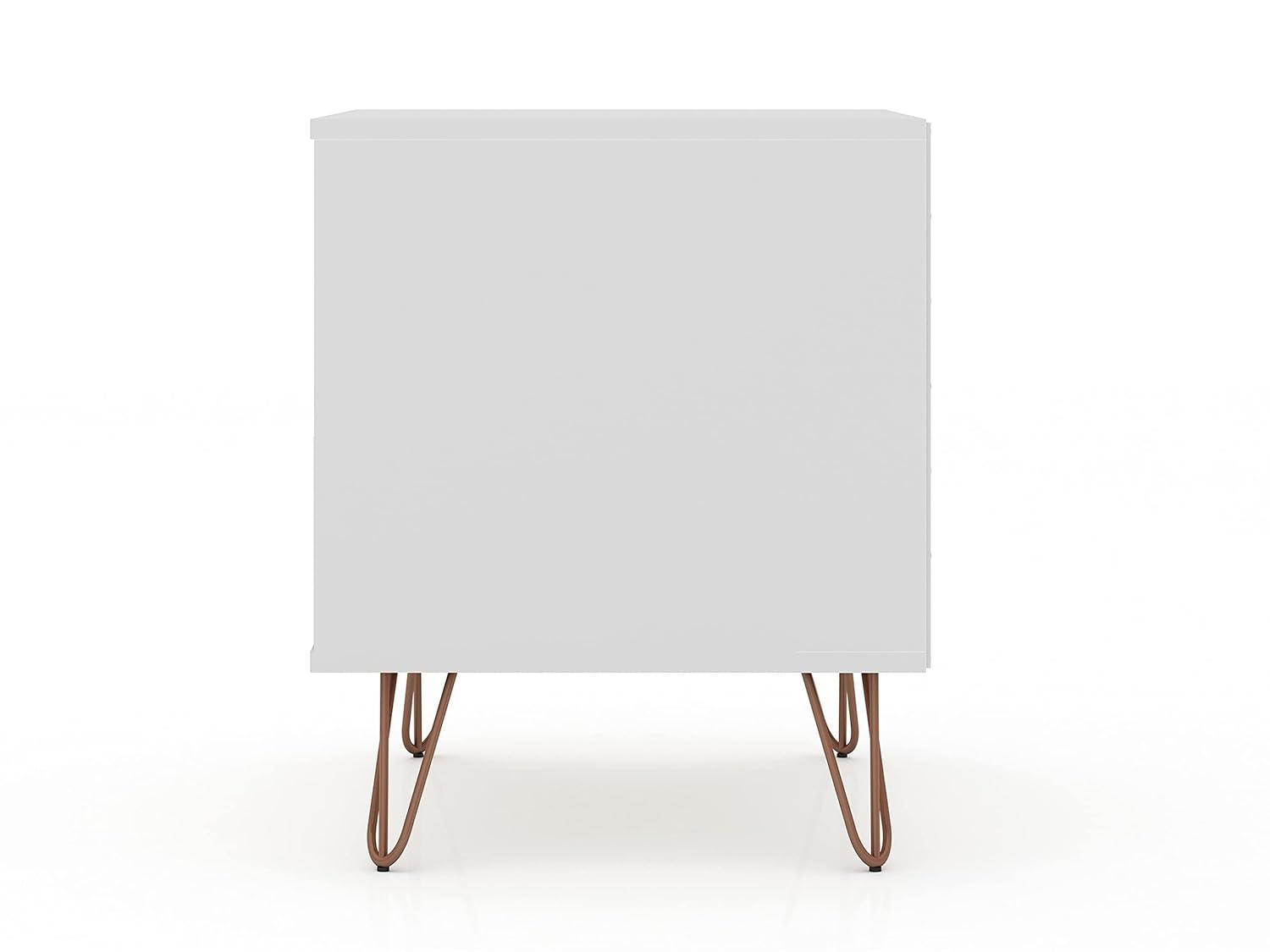 Set of 2 Rockefeller 2 Drawer Nightstands White - Manhattan Comfort: Modern Splayed Metal Legs, MDF
