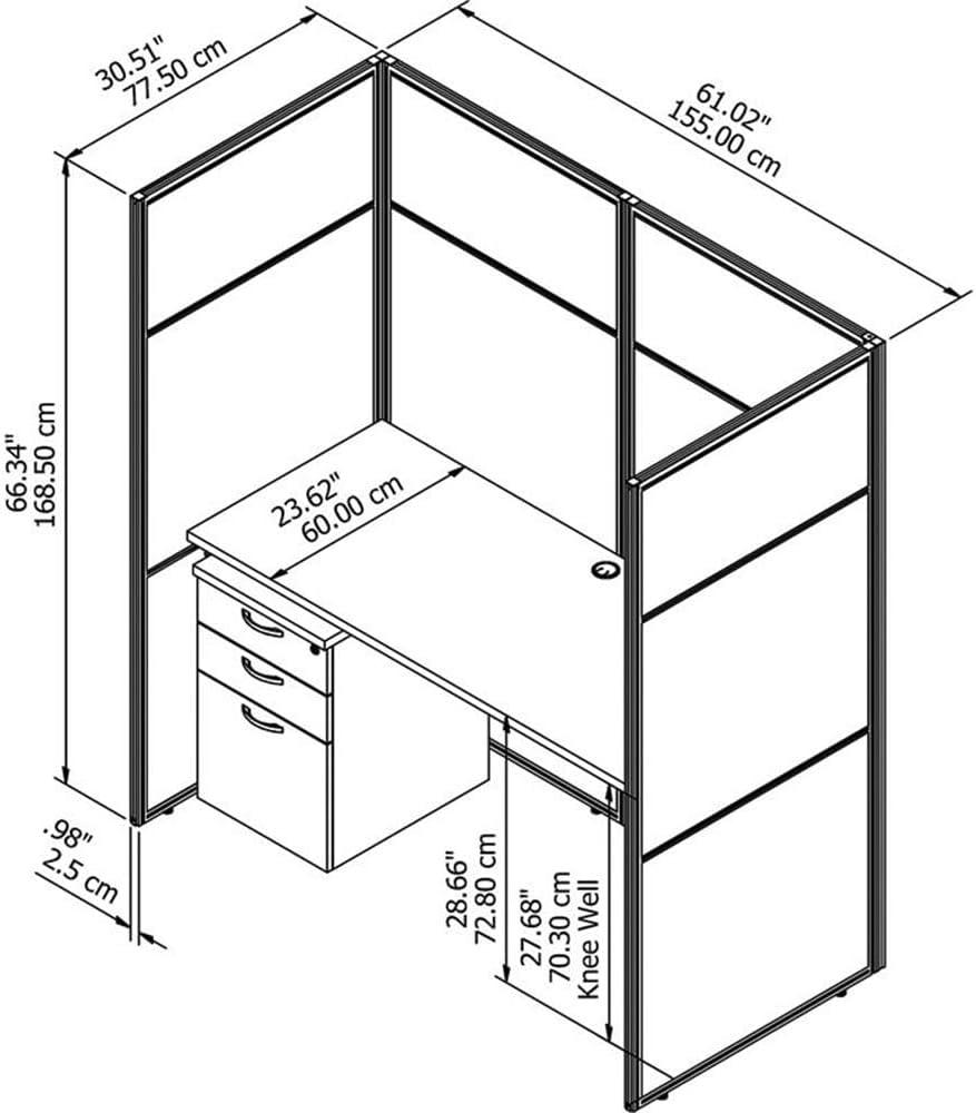 Easy Office Rectangle 1 Person Cubicle with Cable Management