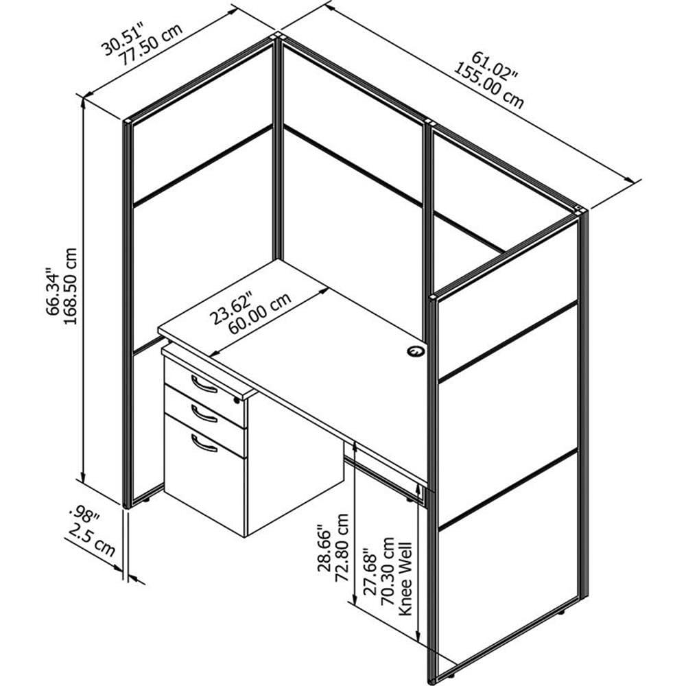 Easy Office Rectangle 1 Person Cubicle with Cable Management