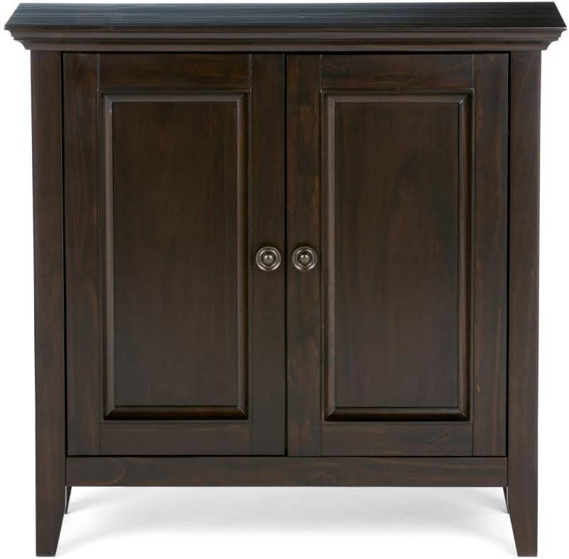 Hickory Brown Solid Wood Low Storage Cabinet with Adjustable Shelving