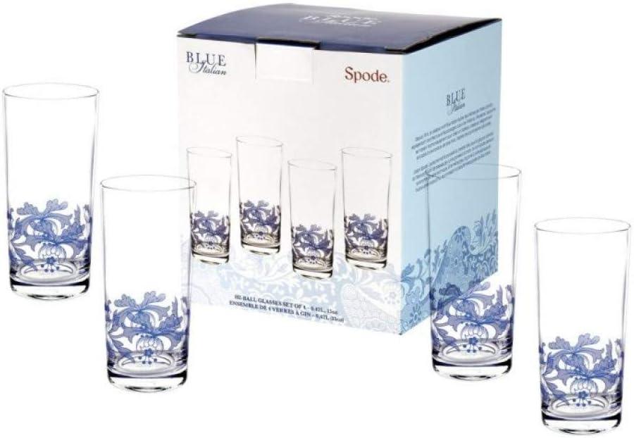 Spode Blue Italian Stemless Glasses 19 Oz