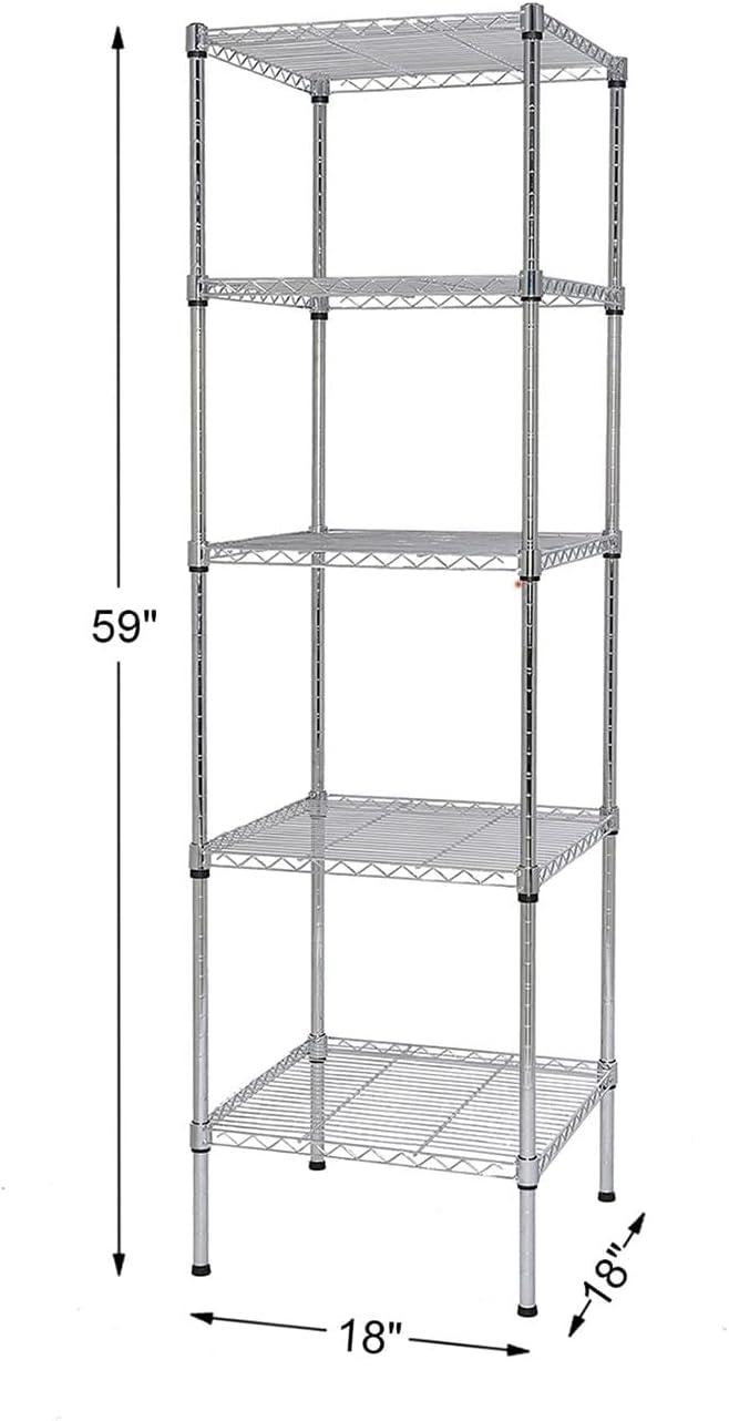 Heavy Duty Chrome 5-Tier Wire Shelving Unit with Thicken Steel Tube