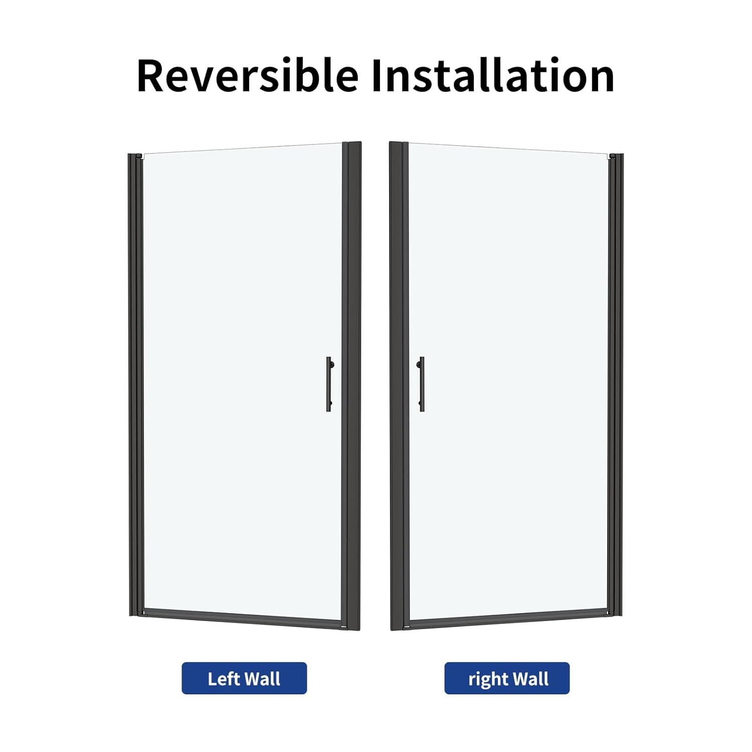 ACE DECOR AD053472 34" W x 72" H Frameless Pivot Shower Door, 1/4" (6mm) Clear SGCC Tempered Glass