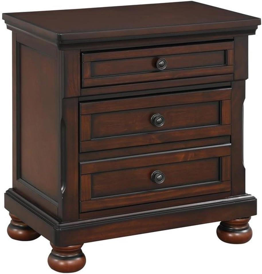 Pemberly Row 3-Drawers Traditional Wood Nightstand in Brown Cherry