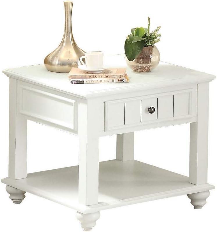 24" Natesa Accent Table White Washed - Acme Furniture: French Country Style, 24-Inch Side Table with Storage Drawer