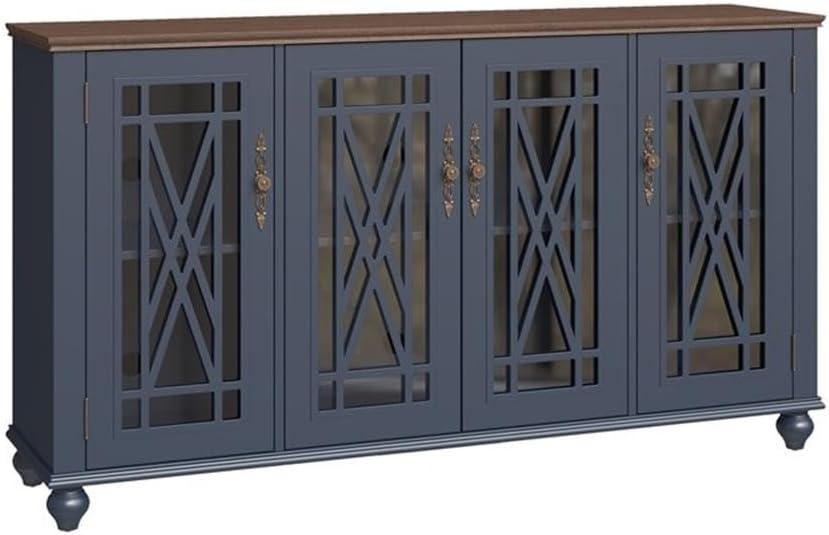 LIVILAND 63" Vintage Style Wood Kitchen Accent Buffet Sideboard Cabinet - Navy