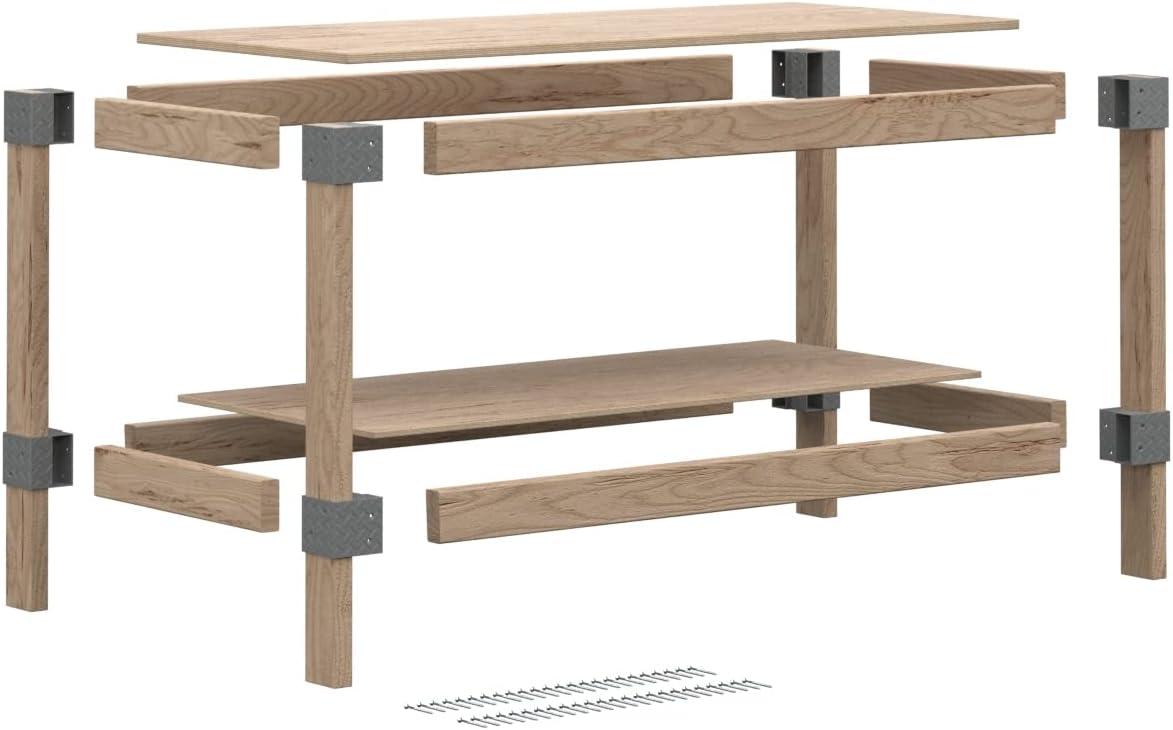 Gray 2' x 4' DIY Workbench Kit with Plastic Brackets