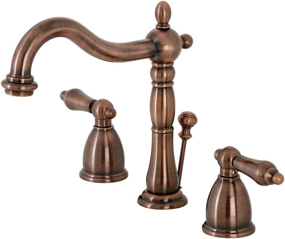 Kingston Brass KB197ALAC Kingston Brass Heritage Two-Handle 3-Hole Deck Mount Widespread Bathroom Faucet with Brass Pop-Up Drain