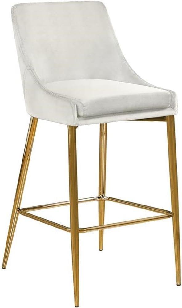 Meridian Furniture Karina 27.5"H Velvet Counter Stool in Cream (Set of 2)