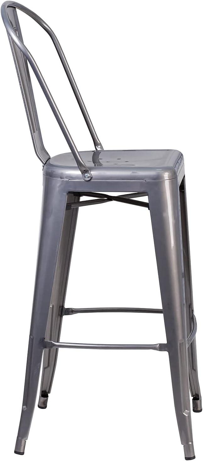 Flash Furniture 30'' High Clear Coated Indoor Barstool with Back