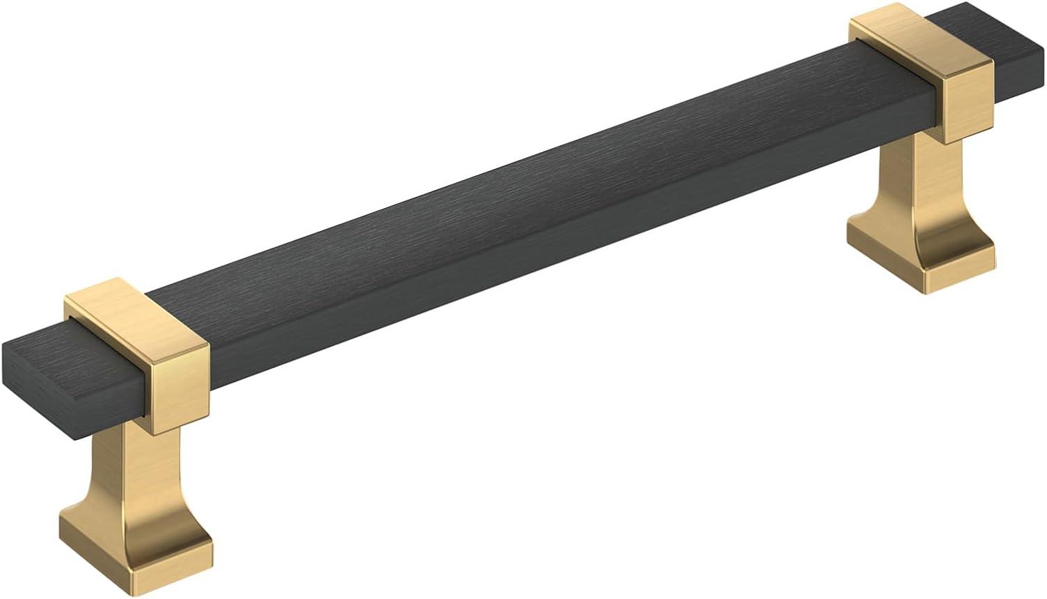 Amerock Overton 5-1/16 inch (128mm) Center-to-Center Brushed Matte Black/Champagne Bronze Cabinet Pull