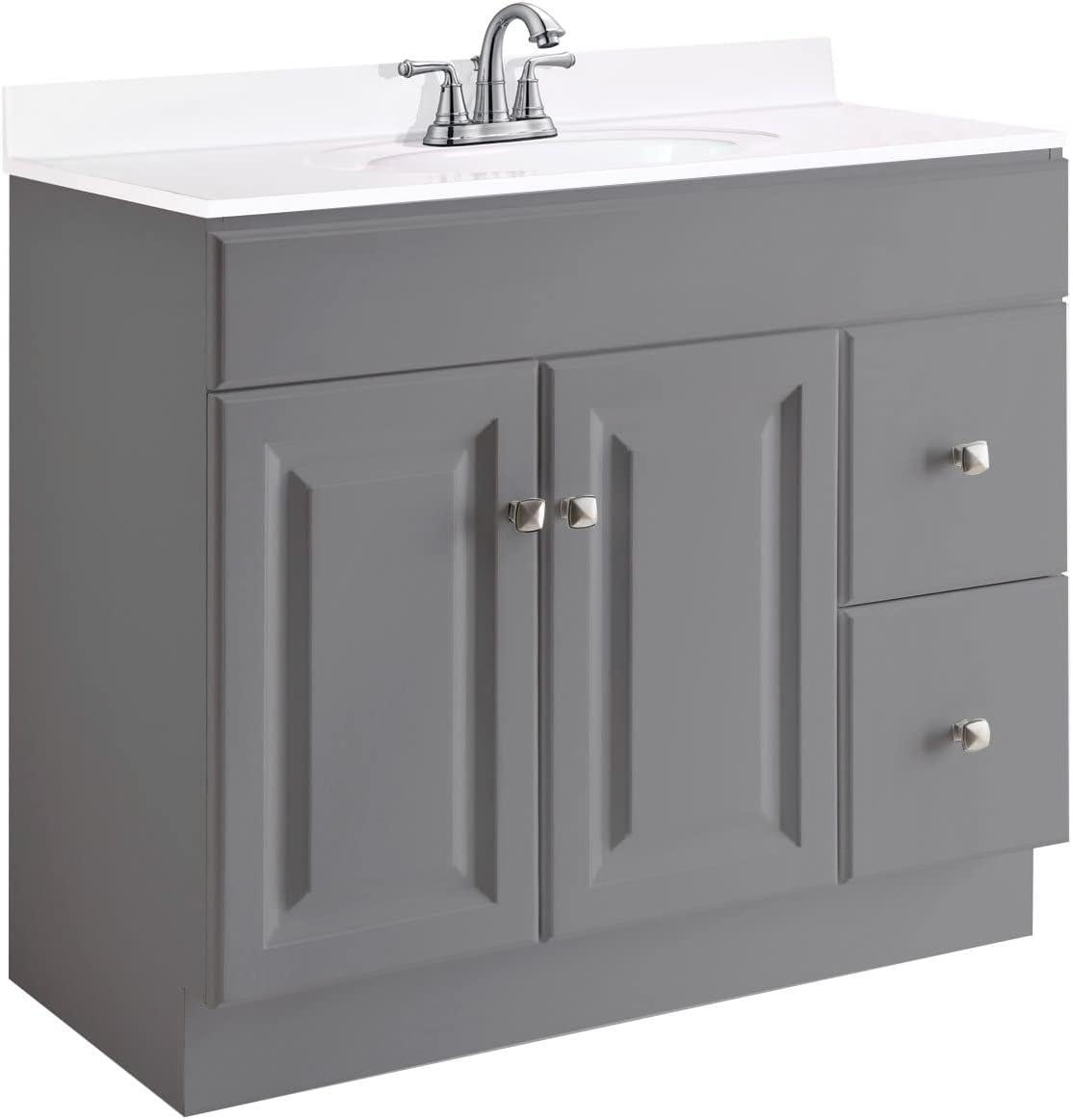 Design House Wyndham Bathroom Vanity Without Top in Gray, Unassembled, 36-Inch