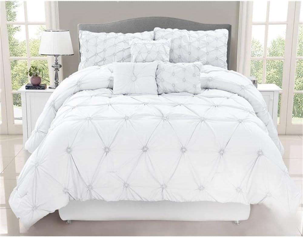 Safdie & Co. 7-piece Chateau Premium Microfiber Queen Comforter Set in White