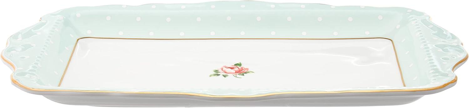 Vintage Polka Rose Gold-Trimmed Fine Bone China Serving Tray