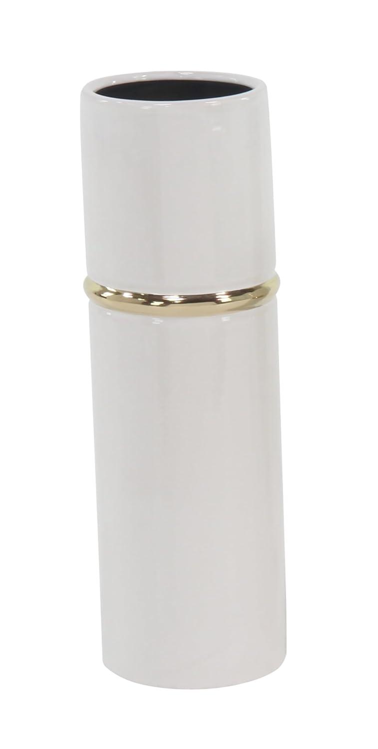 Set of 3 Modern Cylindrical Ceramic Vases White - Olivia & May