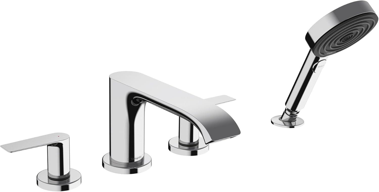 Chrome Modern Widespread Deck Mounted Tub Faucet Set