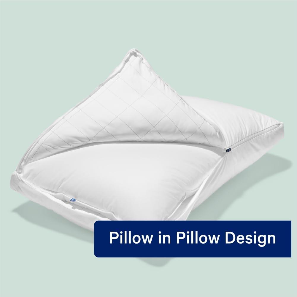 Standard White Cotton Pillow with Microfiber Fill