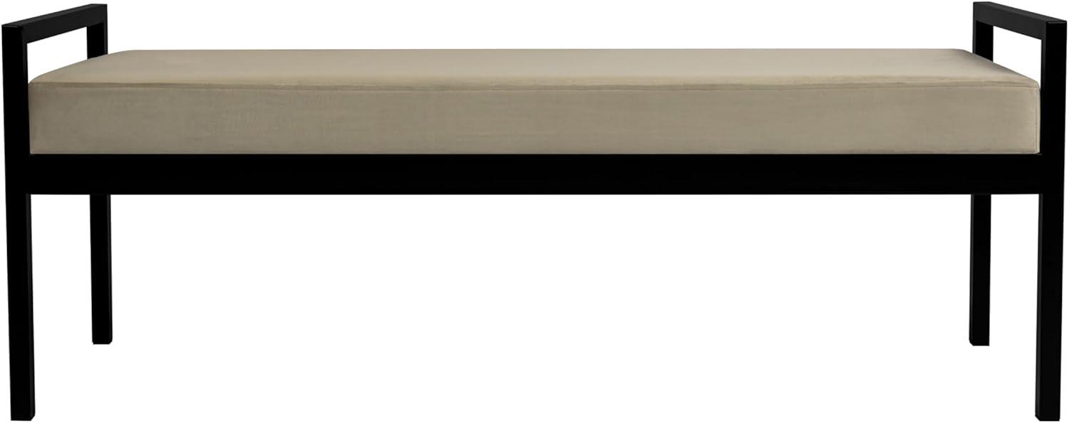 HomePop Modern Metal & Velvet Bench, 49.5"W x 17.25"D x 19"H, gray/Black