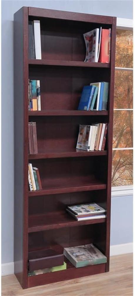 Traditional 84" Tall 6-Shelf Wood Bookcase in Cherry