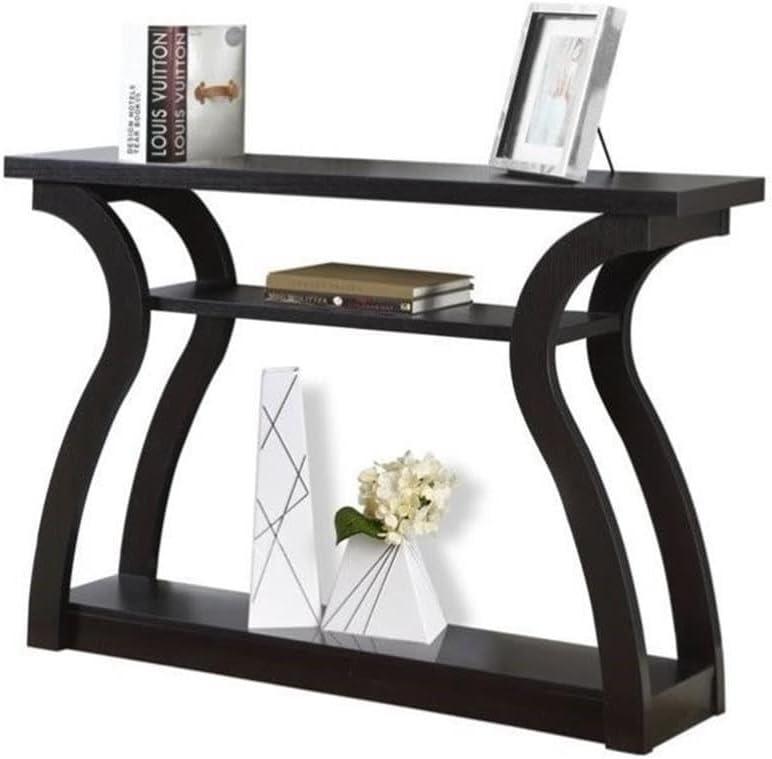 Pemberly Row 47" Three Tier Hall Console Accent Table in Cappuccino