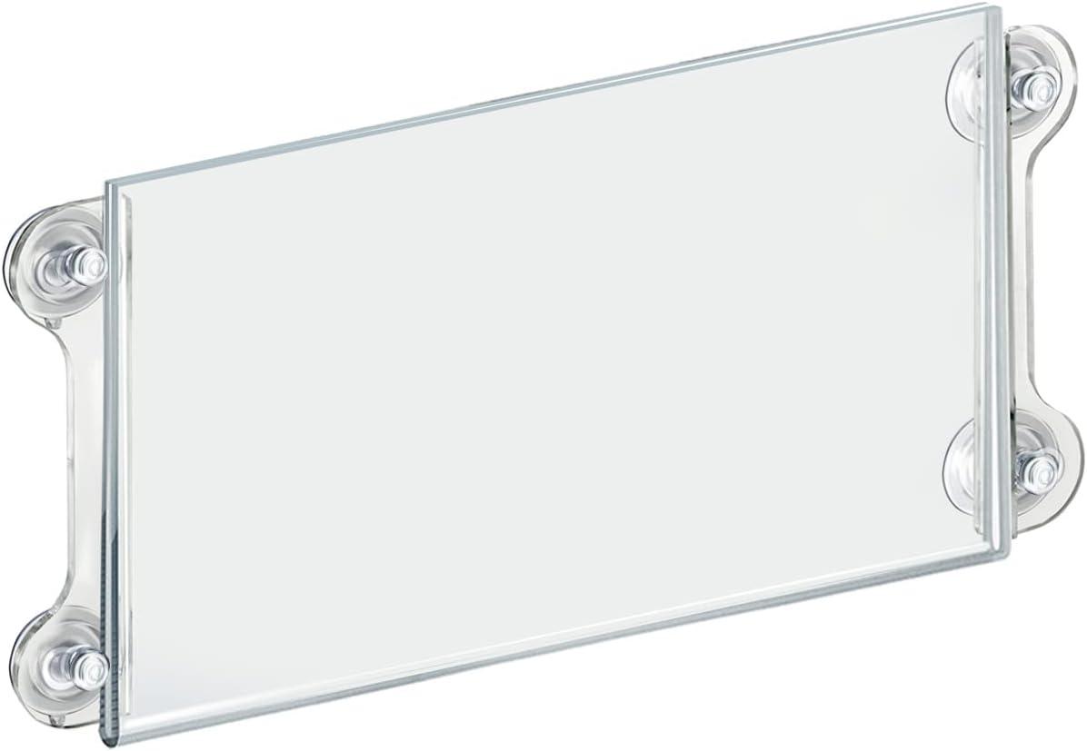 Clear Acrylic Landscape Sign Holder with Suction Cups, Pack of 2