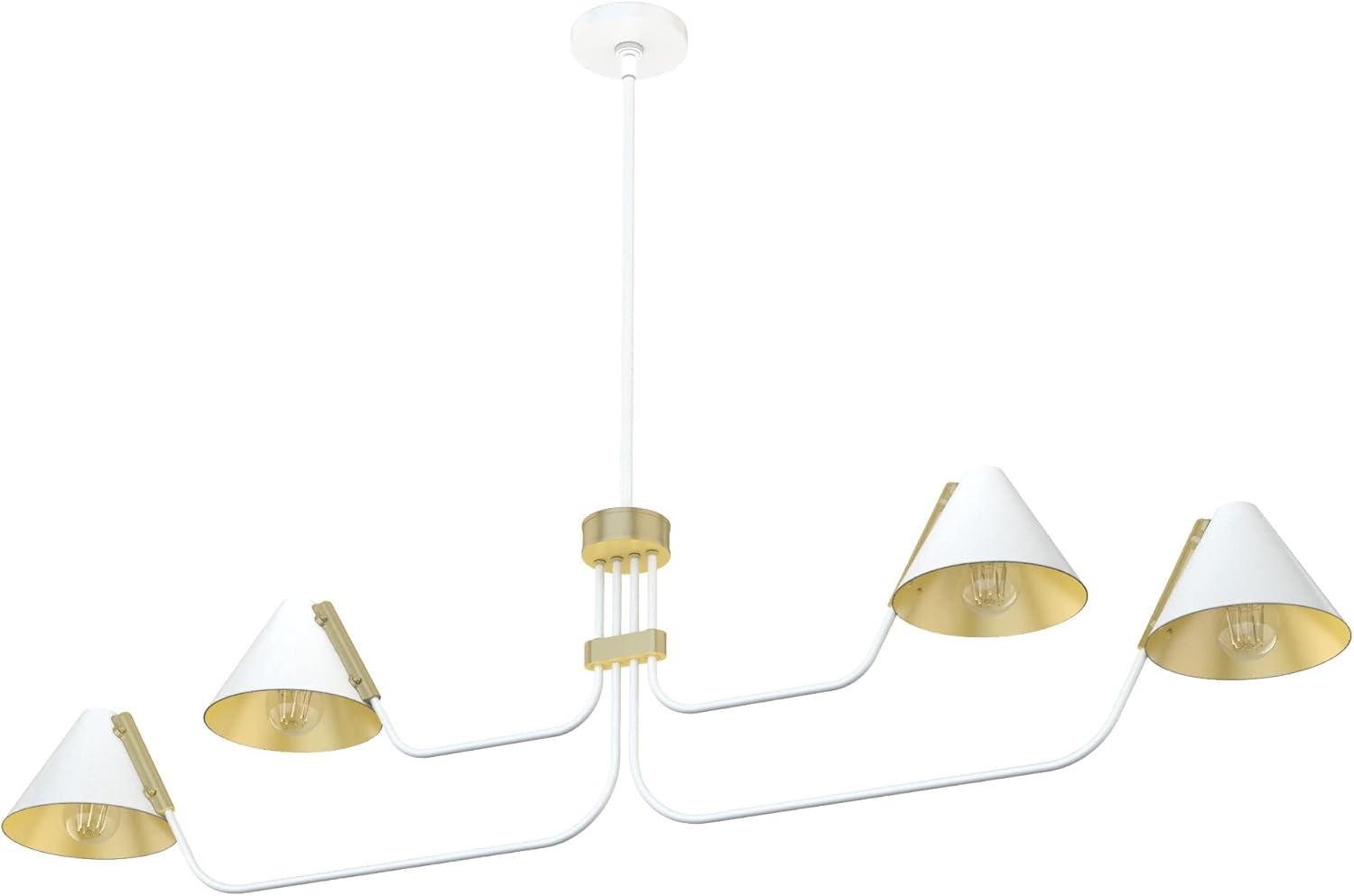 Matte White Mid-Century Inspired 4-Light Geometric Chandelier