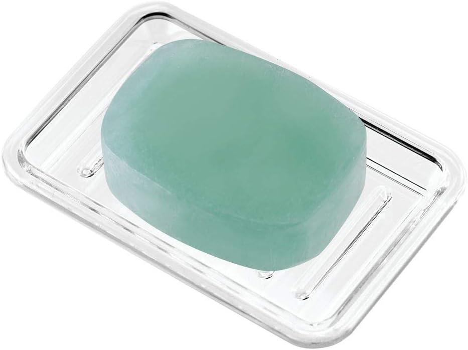 Clear Rectangular Plastic Soap Dish with Textured Base