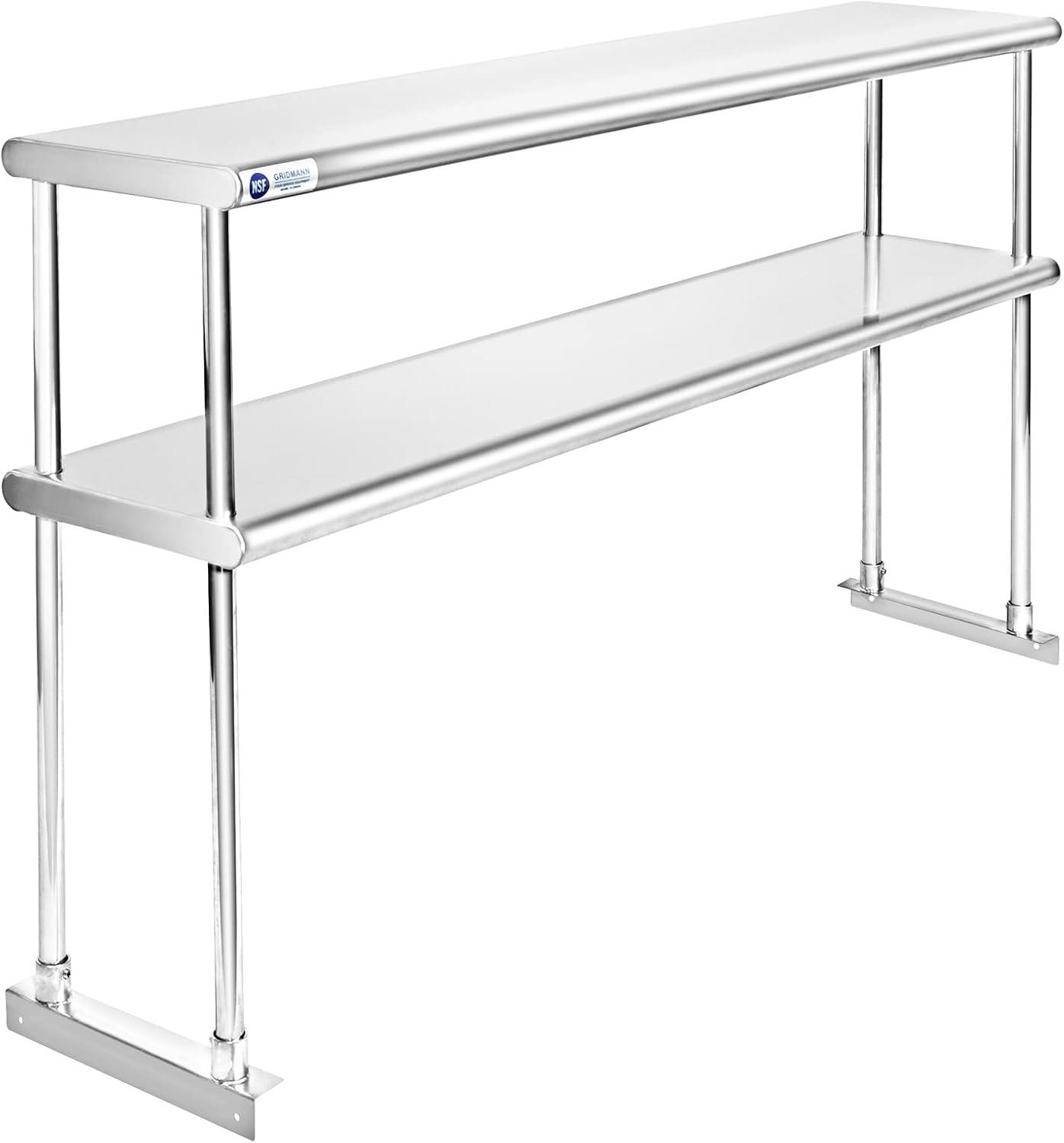 12" D x 31.25" H Stainless Steel 2-Tier Overshelf for Stainless Steel Prep Tables