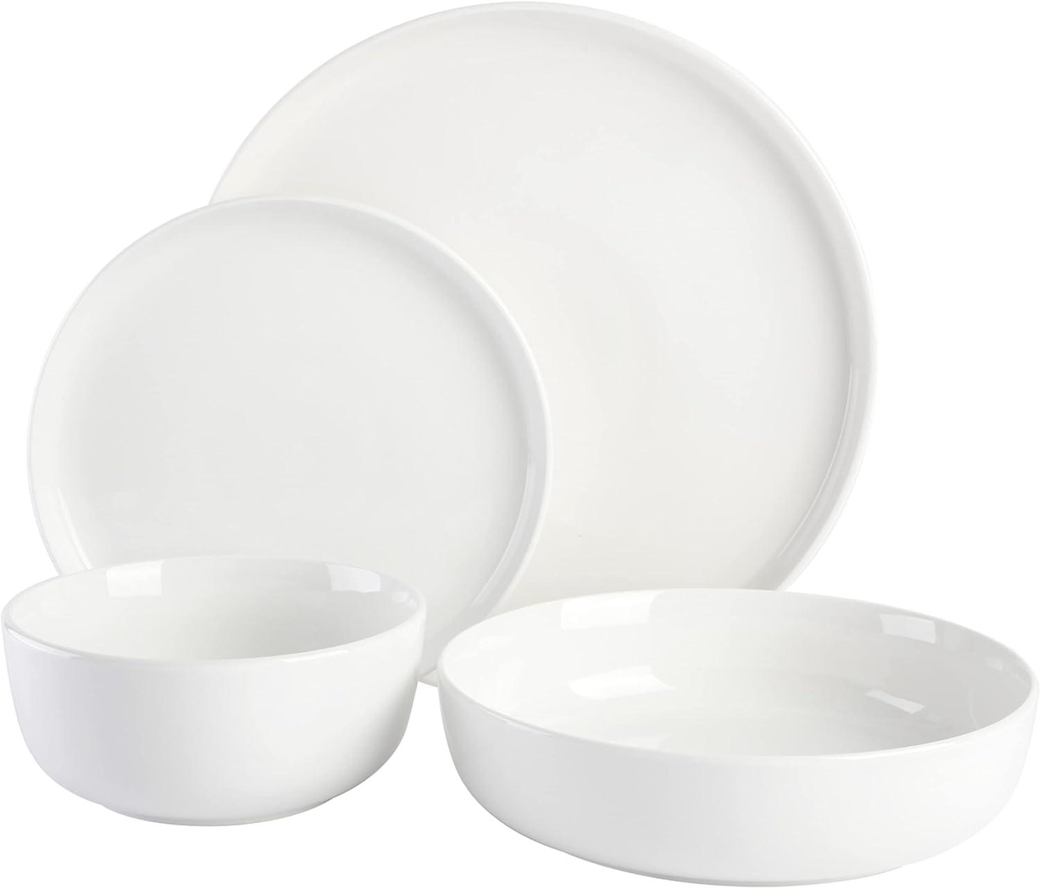 Oslo White Porcelain 16-Piece Dinnerware Set, Service for 4