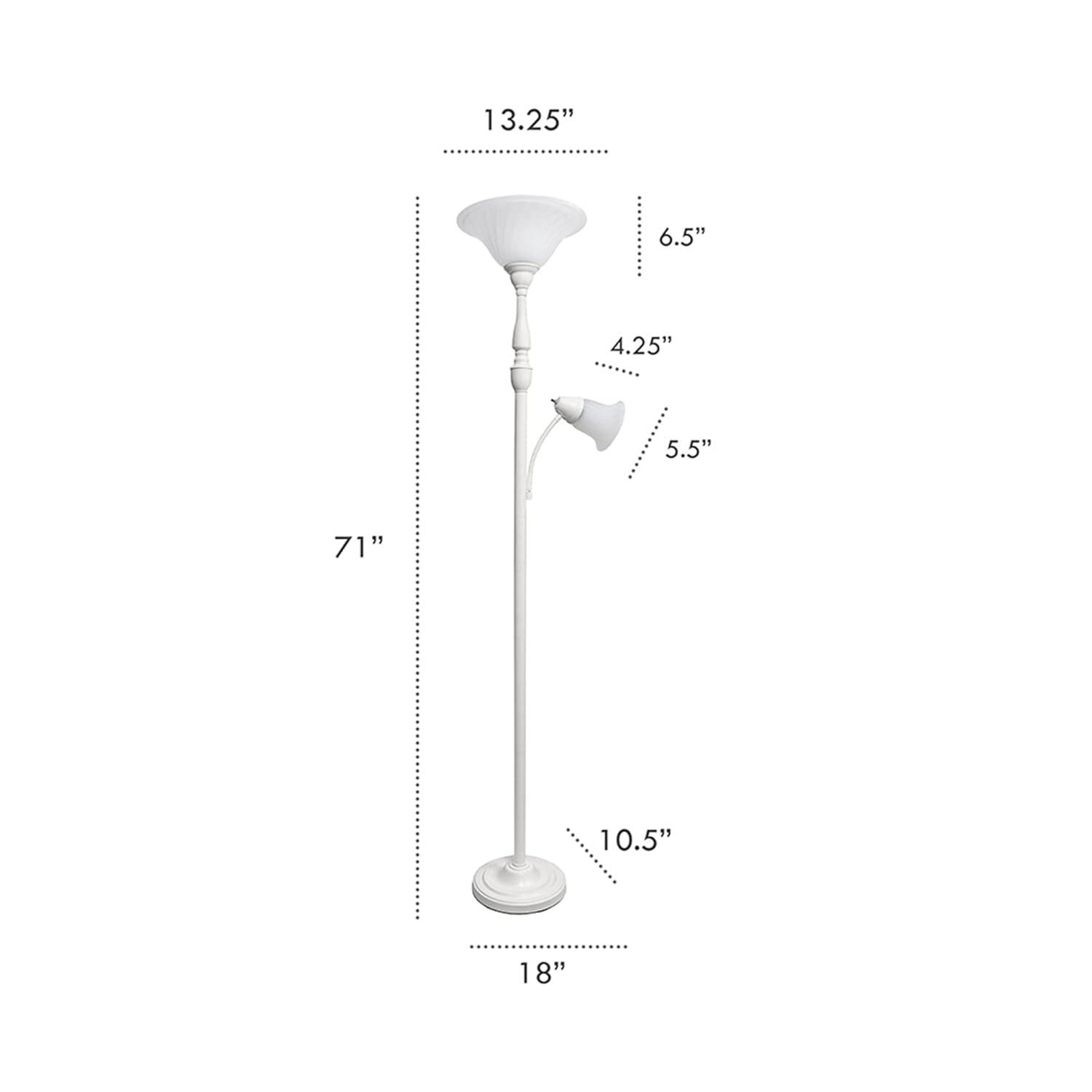 71" 2-Light Mother Daughter Floor Lamp Brushed Nickel - Elegant Designs: Adjustable, UL Listed, Metal Body