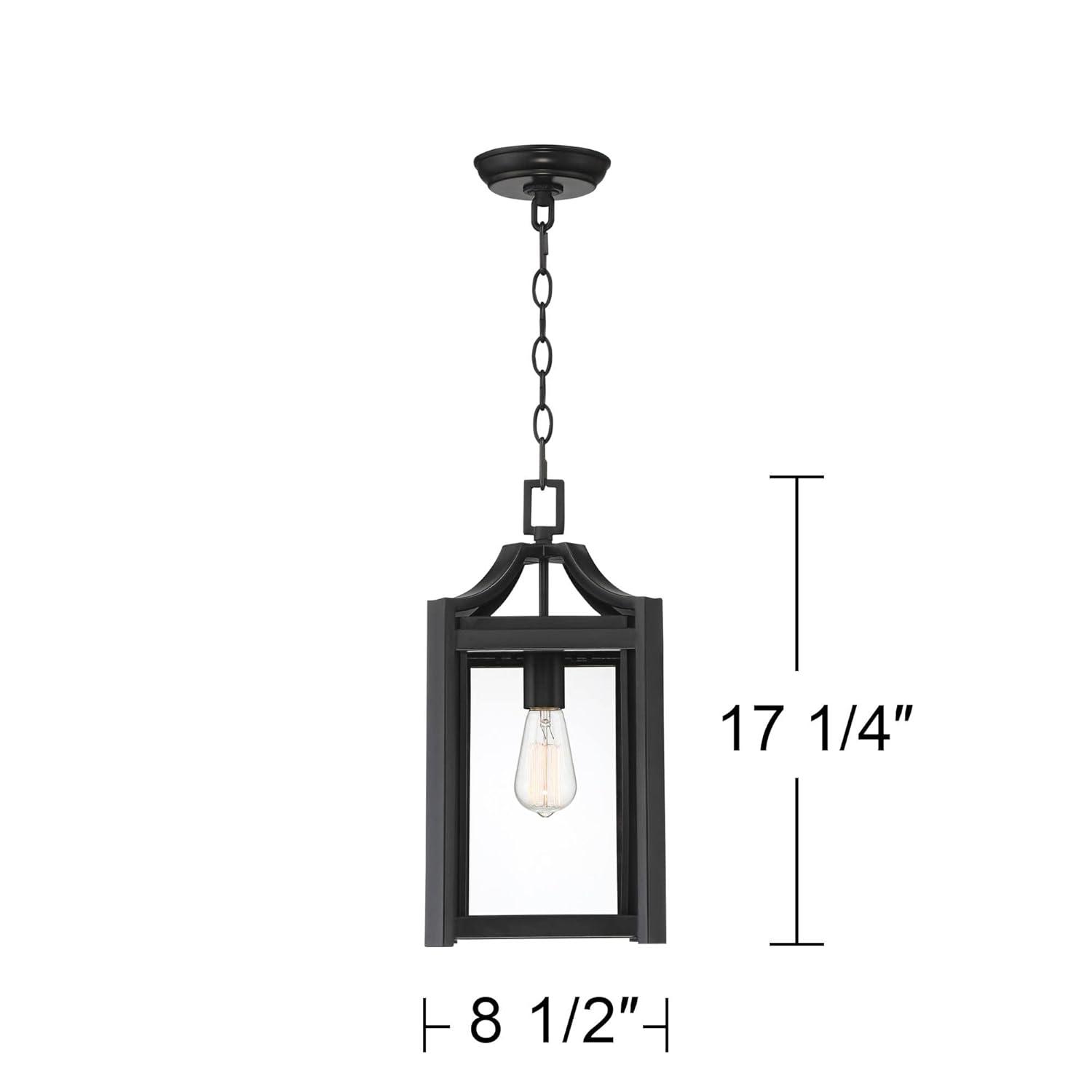 Franklin Iron Works Rockford Rustic Outdoor Hanging Light Black Iron 17" Clear Beveled Glass for Post Exterior Barn Deck House Porch Yard Patio Home