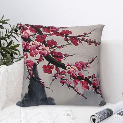 Cherry Blossom Velvet Square Throw Pillow Cover 18" x 18"