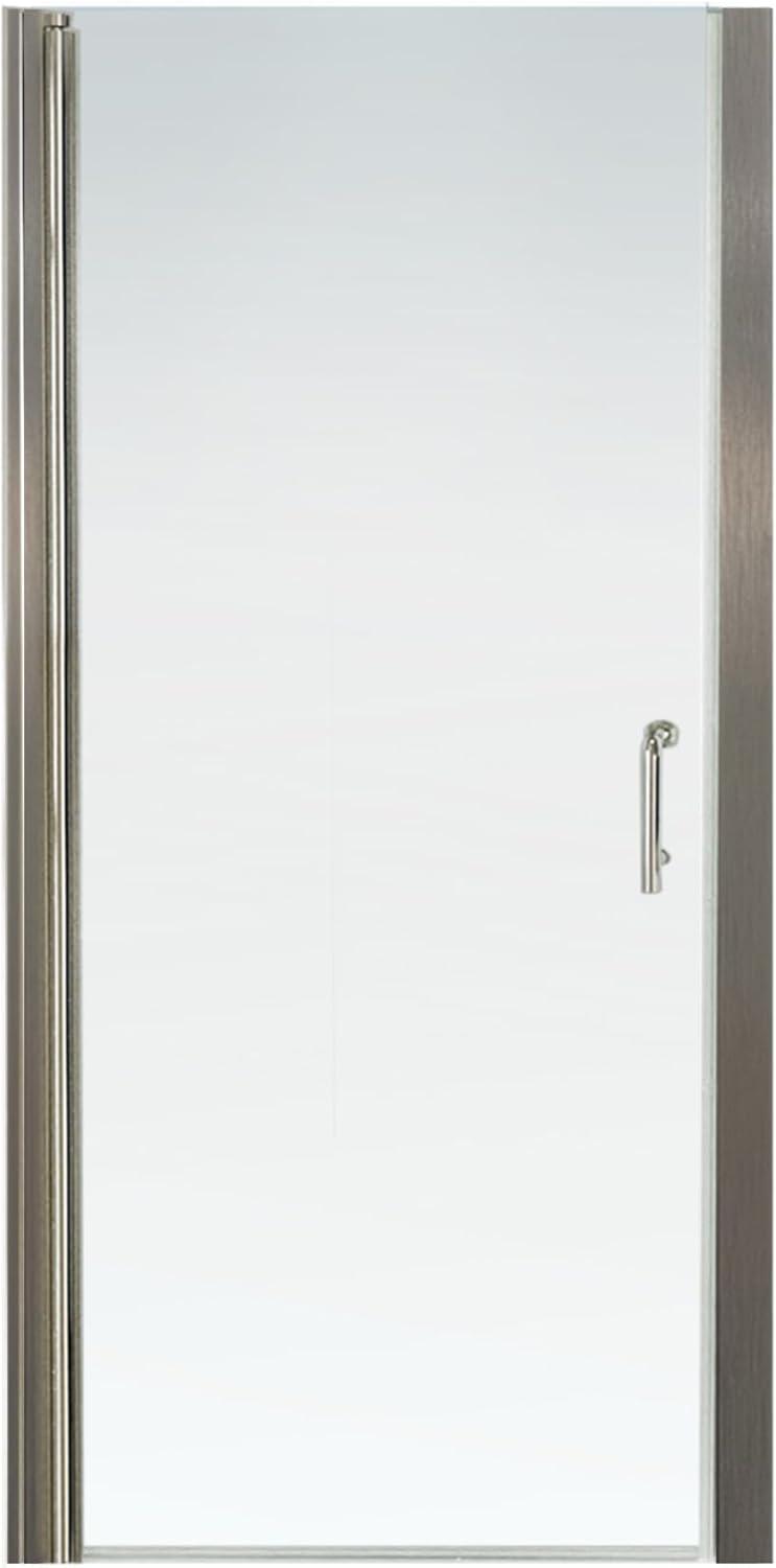 Brushed Nickel Frameless Pivot Shower Door with Clear Glass