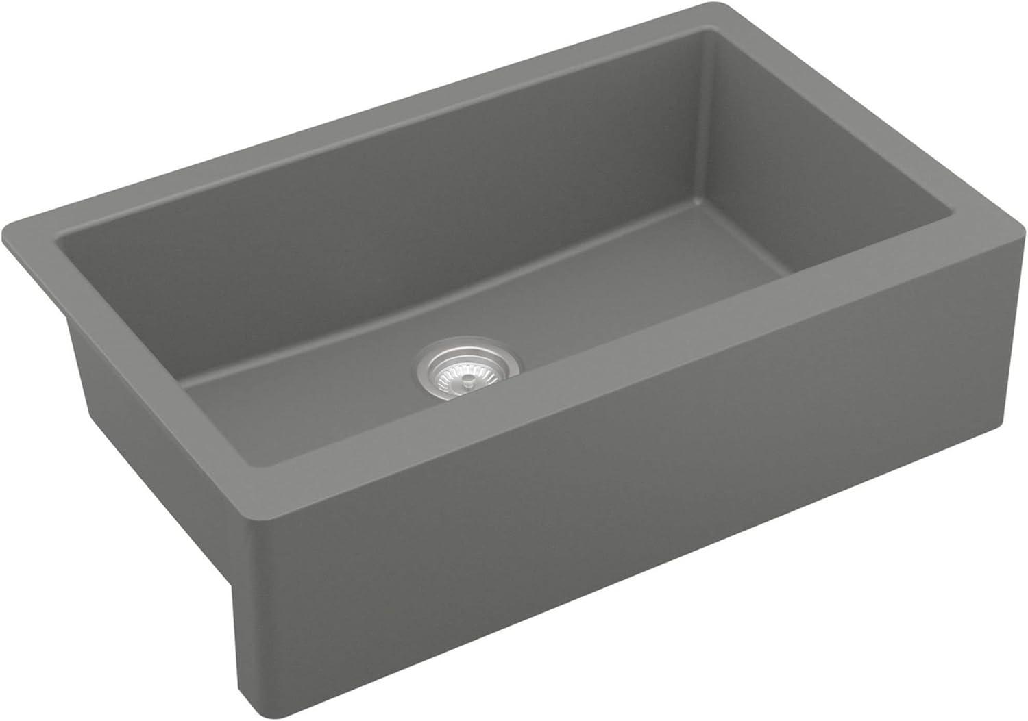 Karran Farmhouse/Apron-Front Quartz Composite 34'' X 21-1/4'' Single Bowl Kitchen Sink
